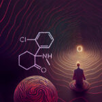 Dissociative ketamine. Chemical formula, molecular structure.