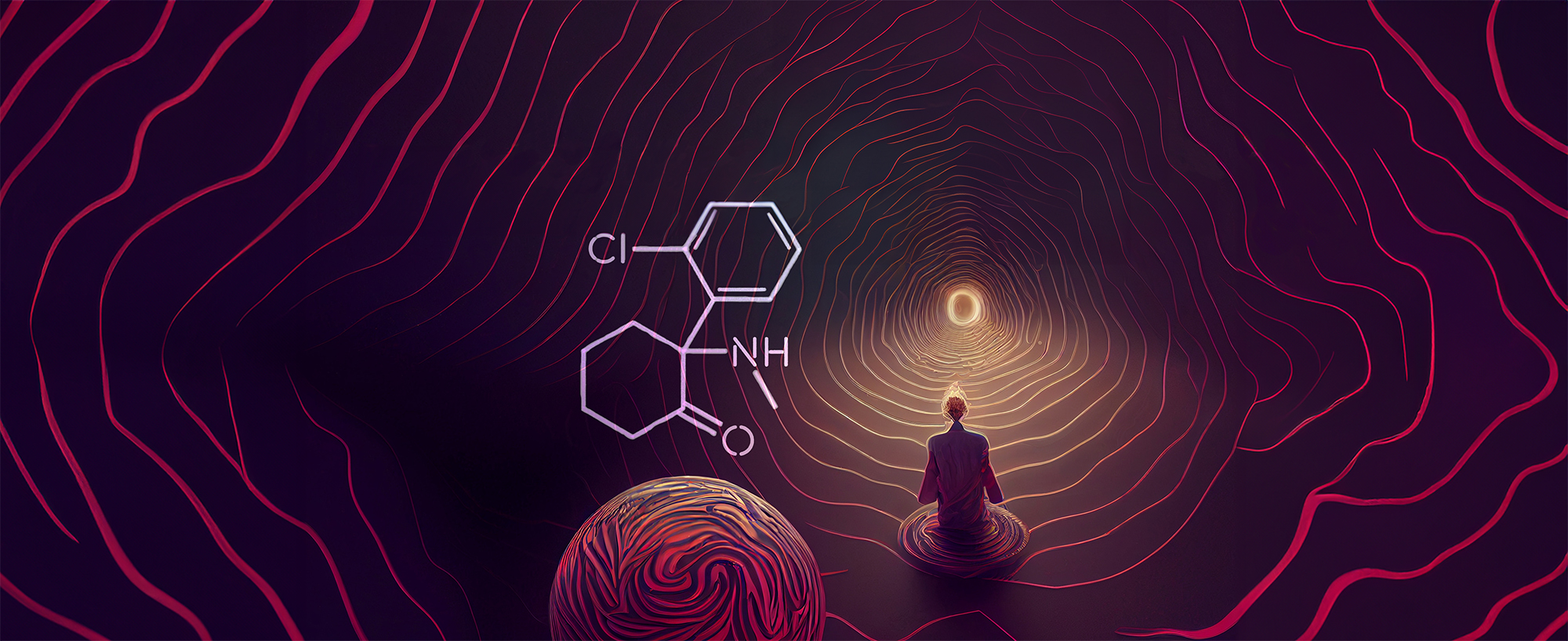 Dissociative ketamine. Chemical formula, molecular structure.